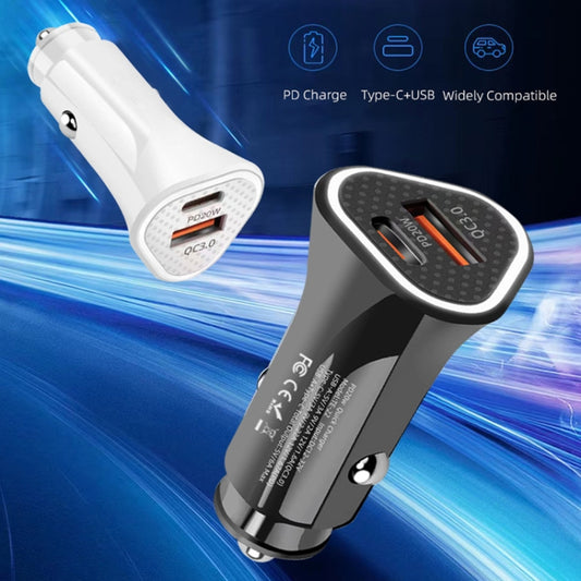 PD + QC3.0 Car 2 in 1 Triangle Fast Charger Car Cigarette Lighter(Black) by buy2fix