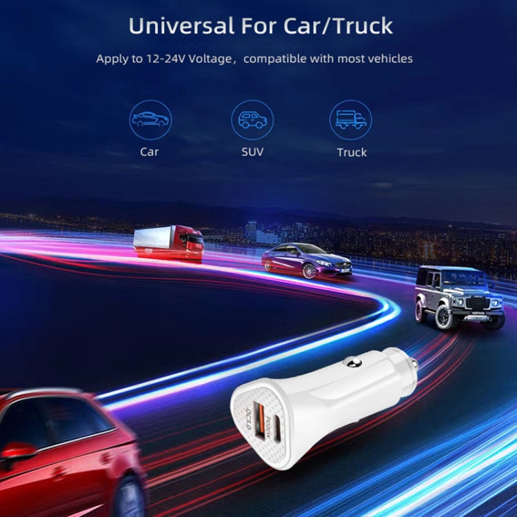 PD + QC3.0 Car 2 in 1 Triangle Fast Charger Car Cigarette Lighter(Black) by buy2fix