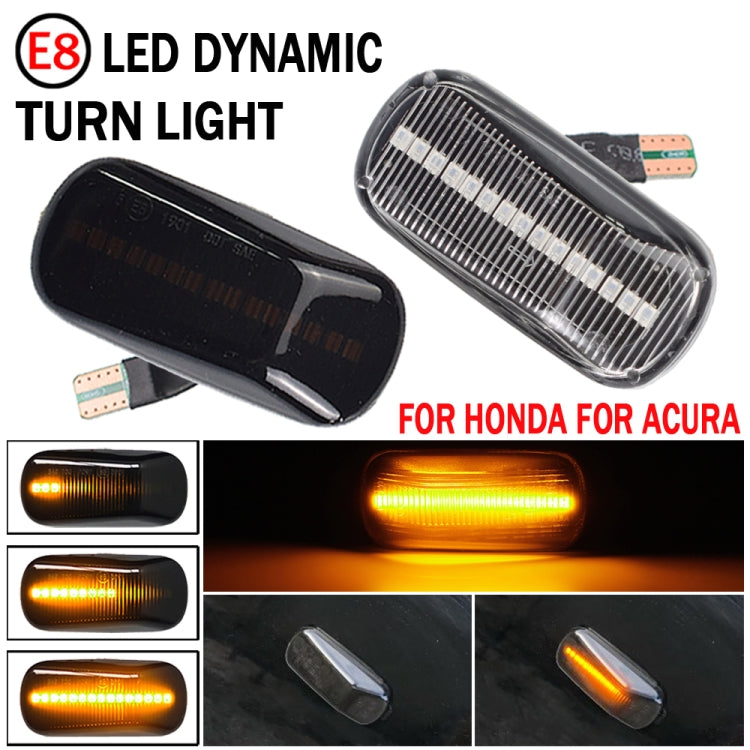 2pcs For Honda Civic 2001-2015 Car Dynamic LED Fender Side Light 34301-S5H-T02(Transparent Black) by buy2fix