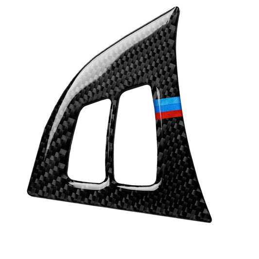 2 in 1 Car Carbon Fiber Tricolor Steering Wheel Buttons Decorative Sticker for BMW E70 X5 2008-2013, Left and Right Drive Universal by buy2fix