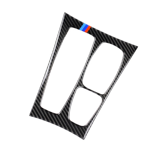 Car Carbon Fiber Tricolor Gear Panel Decorative Sticker for BMW X5 2008-2013 / X6 2009-2014, High Configuration Left Drive by buy2fix