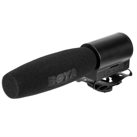 BOYA BY-DMR7 Shotgun Condenser Broadcast Microphone with LCD Display & Integrated Flash Recorder for Canon / Nikon / Sony DSLR Cameras and Video Cameras(Black) by BOYA
