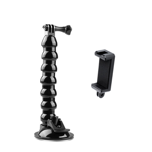 Extended Suction Cup Jaws Flex Clamp Mount with Cold Shoe Phone Clamp (Black) by buy2fix