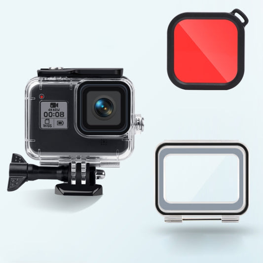 45m Waterproof Case + Touch Back Cover + Color Lens Filter for GoPro HERO8 Black (Red) by buy2fix