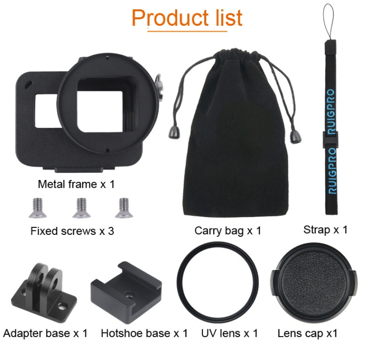 Housing Shell CNC Aluminum Alloy Protective Cage with Insurance Frame & 52mm UV Lens for GoPro HERO7 Black /6 /5 (Blue) by buy2fix