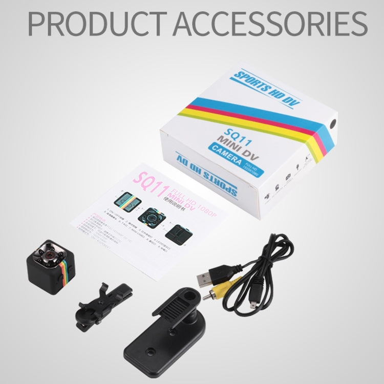 SQ11 Mini DV HD 1080P 2MP Sport Recorder Camera with Holder, Support Monitor Detection & IR Night Vision & TF Card(Black) by buy2fix