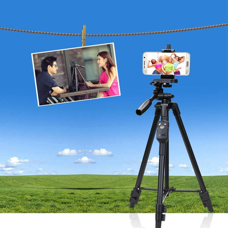 YUNTENG VCT-5208RM Aluminum Magnesium Alloy Leg Tripod Mount with Bluetooth Remote Control & Tripod Head & Phone Clamp for SLR Camera & Smartphones, Height: 125cm by YUNTENG