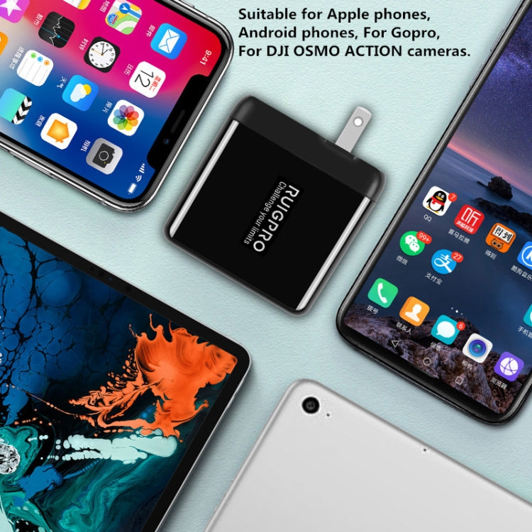 RUIGPRO USB Triple Batteries Housing Charger Box with LED Indicator Light for DJI OSMO Action 1 by buy2fix