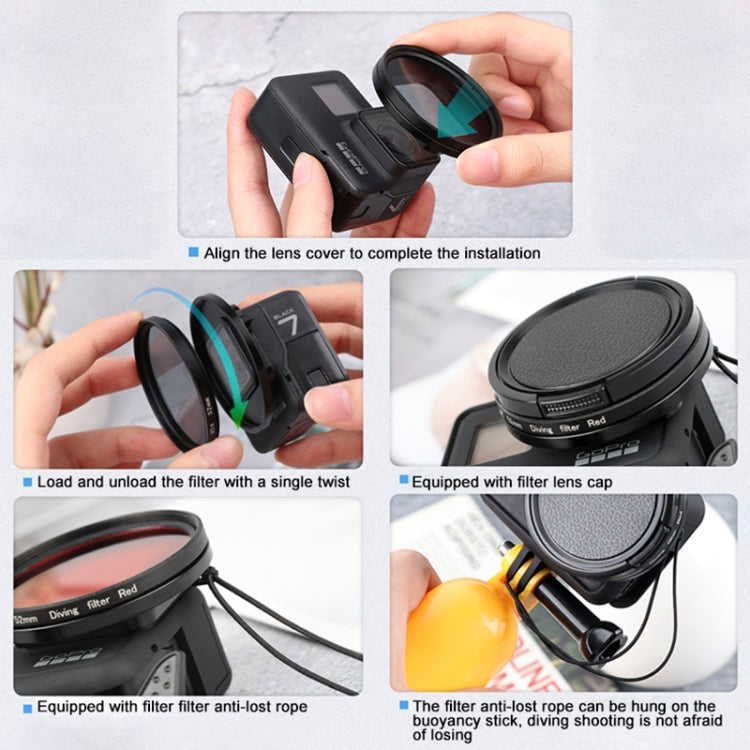 RUIGPRO for GoPro HERO 7/6 /5 Professional 52mm 10X Close-up Lens Filter with Filter Adapter Ring & Lens Cap by RUIGPRO