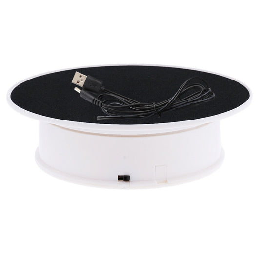 20cm 360 Degree Electric Rotating Turntable Display Stand Photography Video Shooting Props Turntable, Load 1.5kg, Powered by Battery & USB(White + Black) by buy2fix
