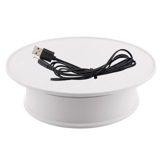 20cm 360 Degree Electric Rotating Turntable Display Stand Photography Video Shooting Props Turntable, Load 1.5kg, Powered by Battery & USB(White) by buy2fix