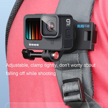RUIGPRO 360 Degree Rotating Quick Release Strap Mount Shoulder Backpack Mount for GoPro Hero11 Black / HERO10 Black /9 Black /8 Black /7 /6 /5 /5 Session /4 Session /4 /3+ /3 /2 /1, DJI Osmo Action and Other Action Cameras(Black) - DJI & GoPro Accessories by RUIGPRO | Online Shopping UK | buy2fix