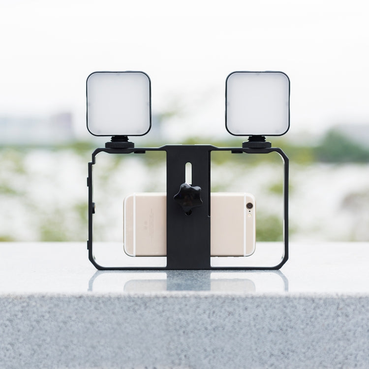 YELANGU PC201 YLG1801A Vlogging Live Broadcast LED Selfie Light Smartphone Video Rig Handle Stabilizer Plastic Bracket Kits by YELANGU