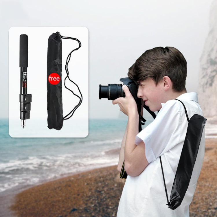 BEXIN P-264L Portable Outdoor Photography Camera Aluminum Alloy Hand-held Lamp Stand Monopod (Black) by BEXIN