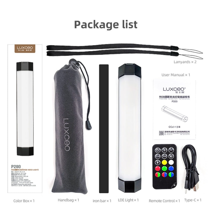 LUXCeO RGB Colorful Photo LED Stick Video Light APP Control Adjustable Color Temperature Waterproof Handheld LED Fill Light with Remote Control(Black) by LUXCeO