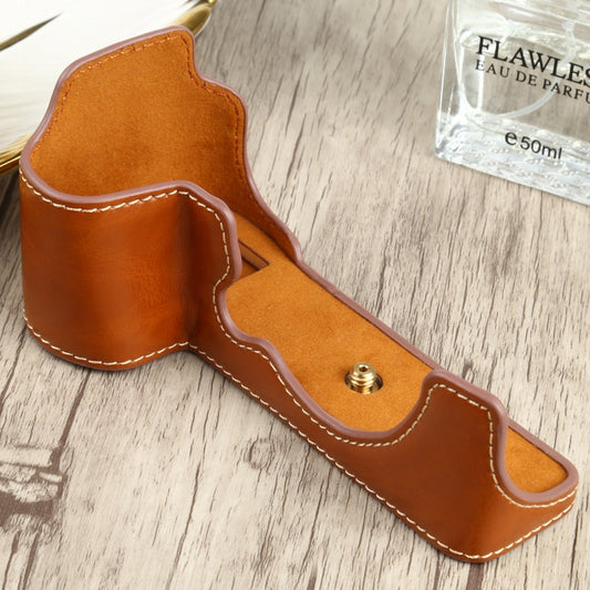 1/4 inch Thread PU Leather Camera Half Case Base for FUJIFILM X-S10 (Brown) by buy2fix