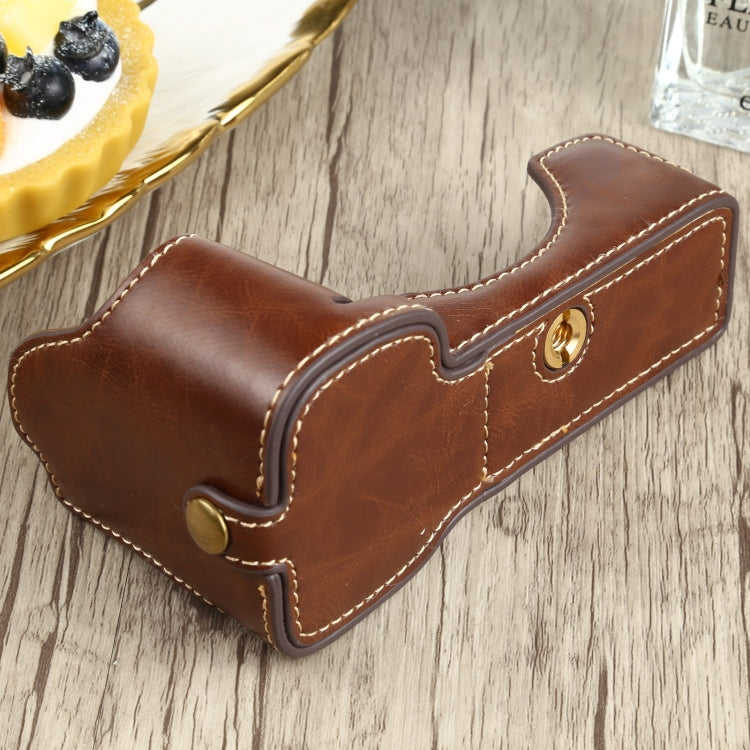 1/4 inch Thread PU Leather Camera Half Case Base for Sony ILCE-7C/A7C (Coffee) by buy2fix