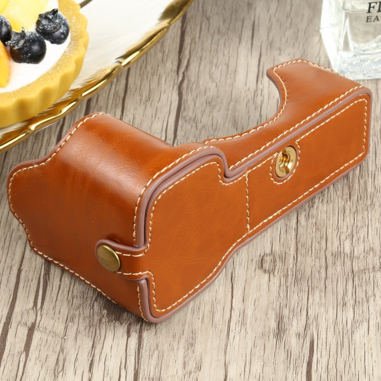 1/4 inch Thread PU Leather Camera Half Case Base for Sony ILCE-7C/A7C (Brown) by buy2fix