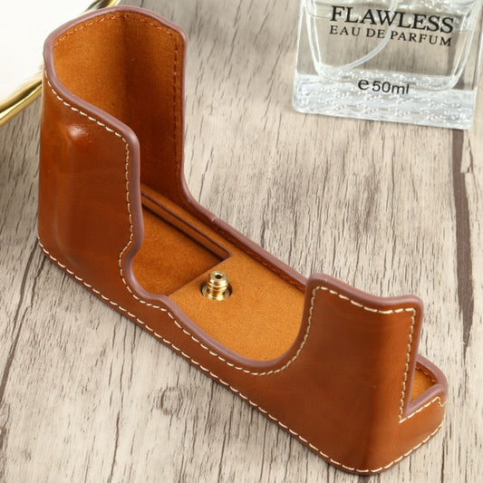 1/4 inch Thread PU Leather Camera Half Case Base for FUJIFILM XE4 (Brown) by buy2fix