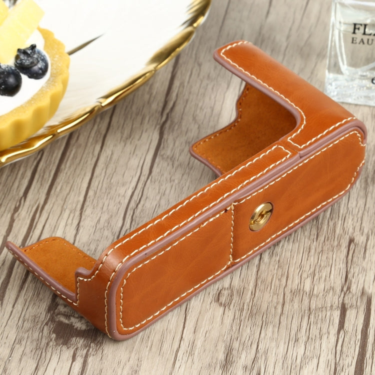 1/4 inch Thread PU Leather Camera Half Case Base for FUJIFILM XE4 (Brown) by buy2fix