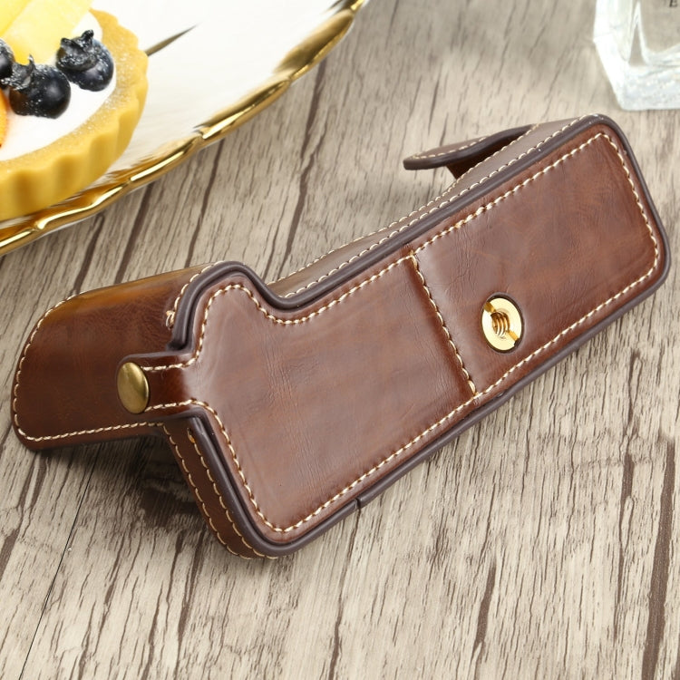 1/4 inch Thread PU Leather Camera Half Case Base for FUJIFILM X-T4 (Coffee) by buy2fix