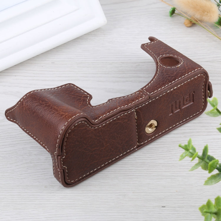 1/4 inch Thread Litchi Texture PU Leather Camera Half Case Base for FUJIFILM X-T4 (Coffee) by buy2fix