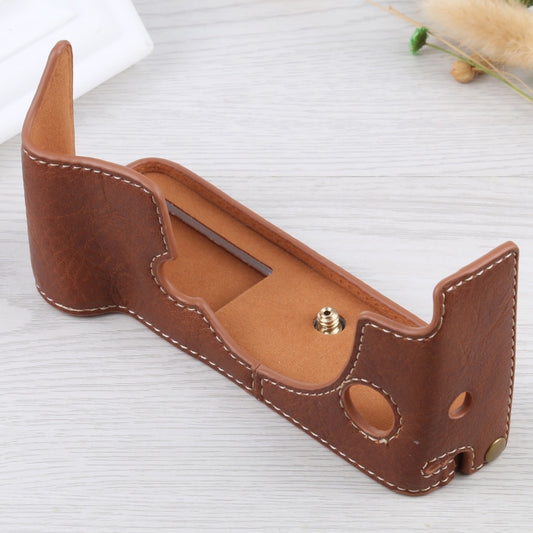 1/4 inch Thread Litchi Texture PU Leather Camera Half Case Base for FUJIFILM X-T4 (Brown) by buy2fix