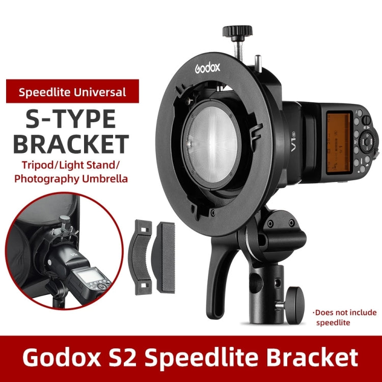 Godox S2 Speedlite S-Type Bracket Bowens Mount Flash S-type Holder Bracket (Black) by Godox