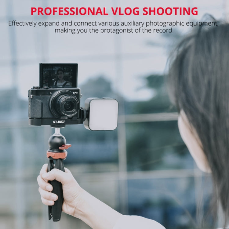 YELANGU CL9-A Camera Expansion Board Base L Plate Kit with LED Light + Tripod + Ball-head for Canon G7X2/ G7X3(Black) by YELANGU