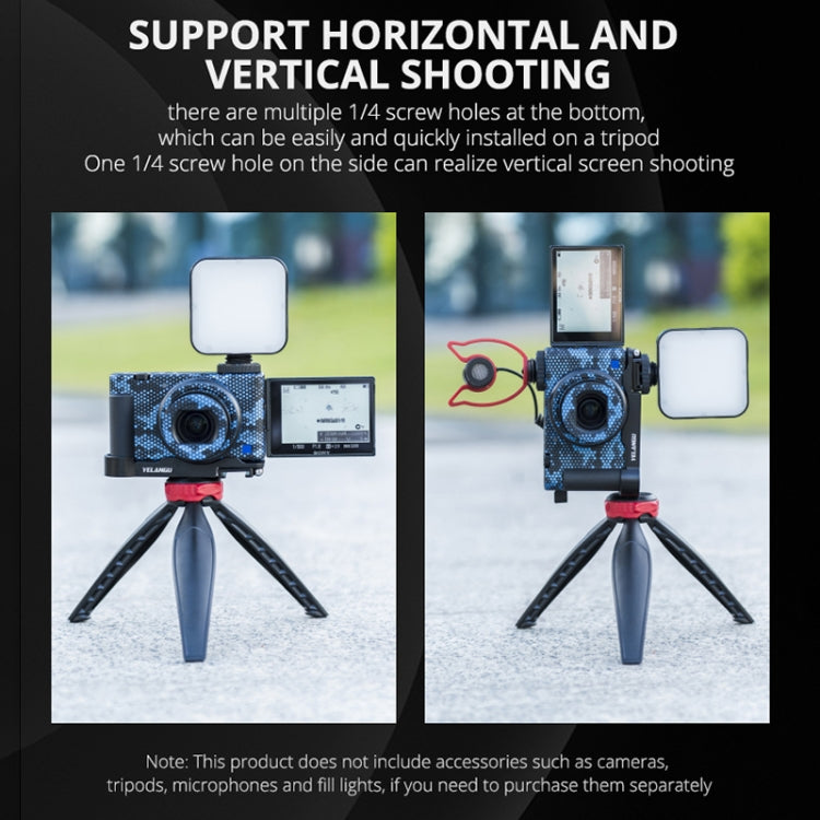 YELANGU CL12 Camera Expansion Board Base L Plate for Sony ZV-1 (Black) by YELANGU