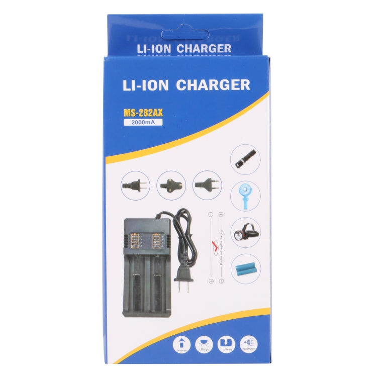 MS-282AX 2-Slot Lithium Battery Charger For 18650 / 26650 / 14500 / 16340 / 18500 Lithium Batteries, US Plug by buy2fix