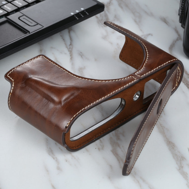 1/4 inch Thread PU Leather Camera Half Case Base for Leica Q2(Coffee) by buy2fix
