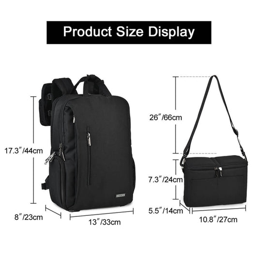 CADeN L5 III Multi-function Digital Camera Dual Shoulders Bag Backpack (Black) by CADeN