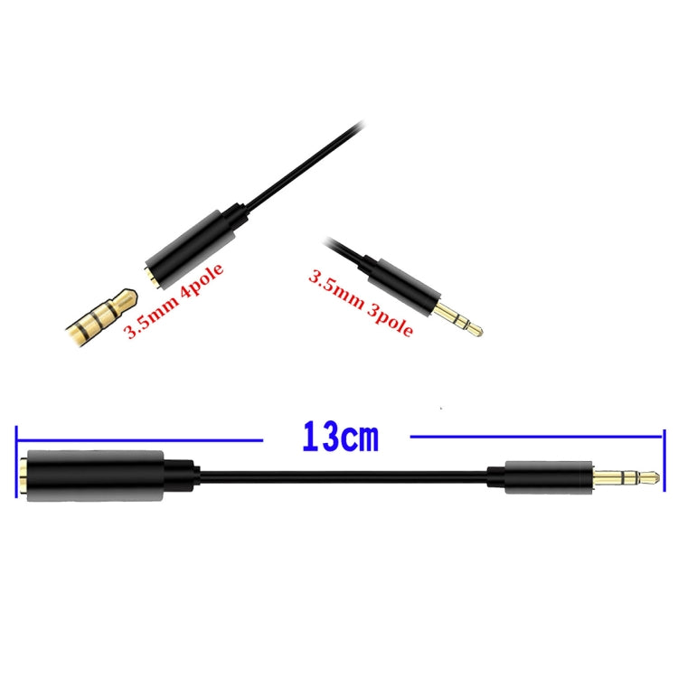 5 PCS 13cm Metal 3.5mm Audio 4 Pole Female to 3 Pole Male Microphone Adapter Cable(Black) by buy2fix