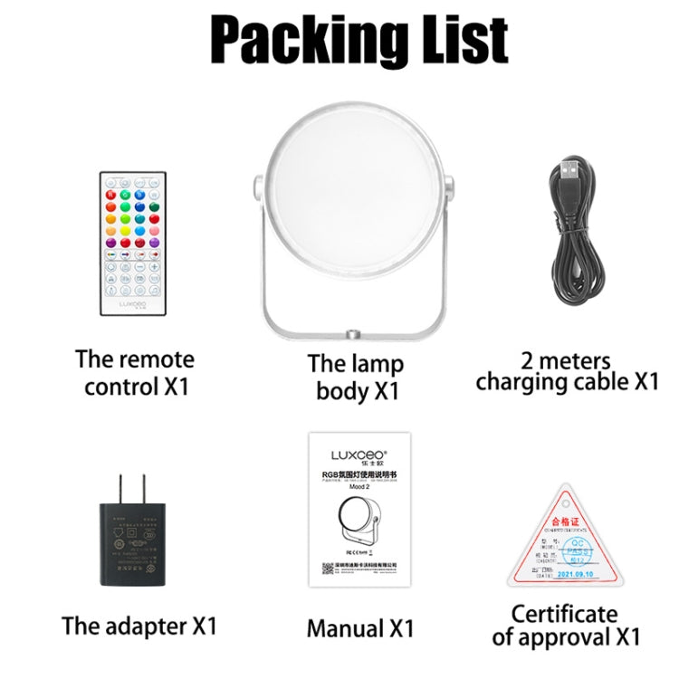 LUXCEO Mood2 RGB Atmosphere Fill Light Desktop Rhythm Pickup Lamp with Remote Control (EU Plug) by LUXCeO