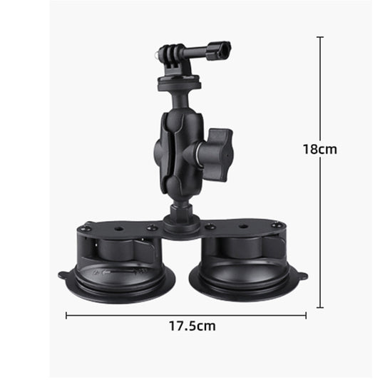 Dual Suction Cup Mount Holder with Tripod Adapter & Steel Tether & Safety Buckle (Black) by buy2fix
