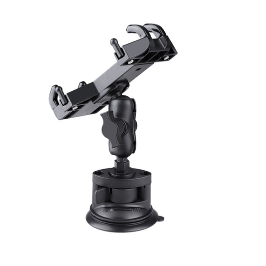 Single Suction Cup Mount Phone Holder with Tripod Adapter & Steel Tether & Safety Buckle (Black) by buy2fix