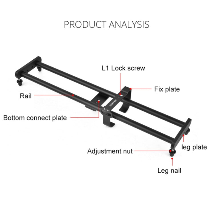 YELANGU L50E 60cm Splicing Camera Slider Dolly Rail + L5i Dolly Car by YELANGU