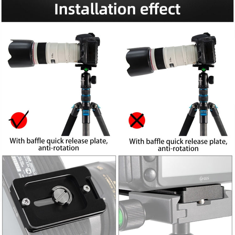 BEXIN PL-62 Anti-rotation Quick Release Plate with Rubber Cushion(Black) by BEXIN