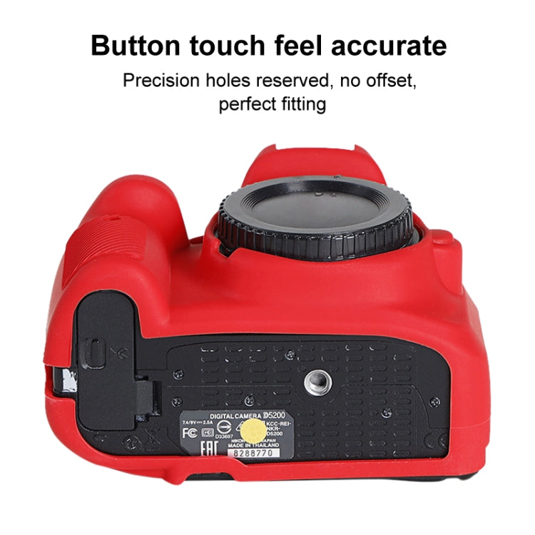Soft Silicone Protective Case for Nikon D5200 (Red) by buy2fix