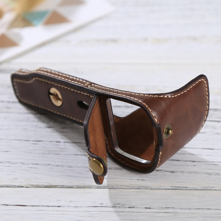 1/4 inch Thread PU Leather Camera Half Case Base for Sony Alpha 6100 / A6100(Coffee) by buy2fix