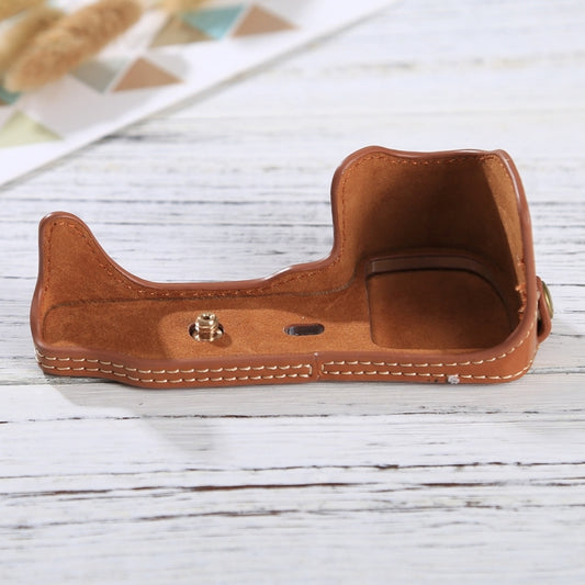 1/4 inch Thread PU Leather Camera Half Case Base for Sony Alpha 6100 / A6100(Brown) by buy2fix