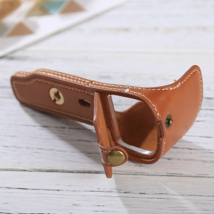 1/4 inch Thread PU Leather Camera Half Case Base for Sony Alpha 6100 / A6100(Brown) by buy2fix