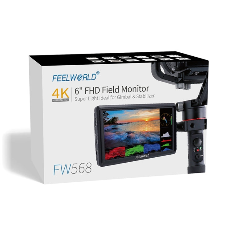 FEELWORLD FW568 V3 6 inch 3D LUT DSLR Camera Field Monitor, IPS Full HD 1920 x 1152, Support HDMI Input Output Tilt Arm by FEELWORLD