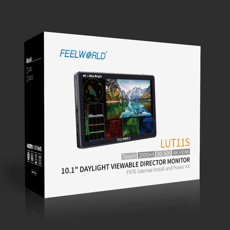 FEELWORLD LUT11S 10.1 inch Ultra High Bright 2000nit Touch Screen DSLR Camera Field Monitor, 3G-SDI 4K HDMI Input Output 1920 x 1200 IPS Panel(EU Plug) by FEELWORLD