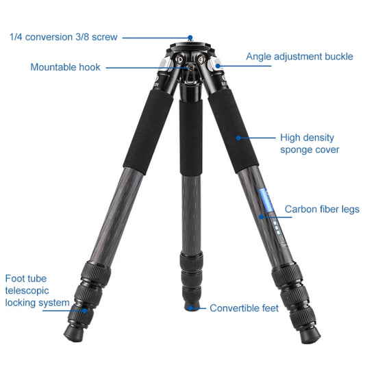 BEXIN RC334 Portable Collapsible Carbon Fiber Camera Tripod with K44 Panoramic BallHead by BEXIN