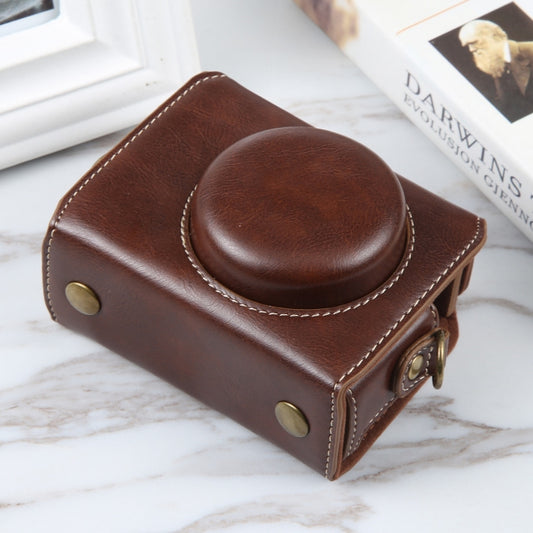 For Sony ZV-1F Vlog Camera Full Body Magnetic Leather Camera Case Bag with Strap (Coffee) by buy2fix