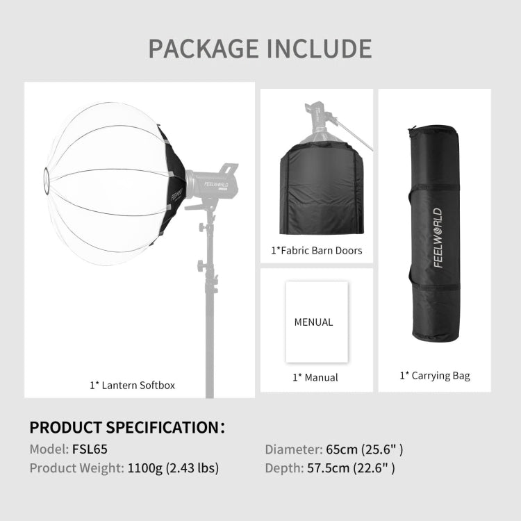 FEELWORLD FSL65 65cm Lantern Softbox Quick Release Diffuser with Bowens Mount by FEELWORLD