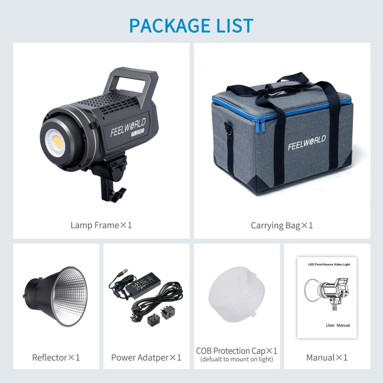 FEELWORLD FL225D 225W Daylight Point Source Video Light, Bluetooth APP Control (EU Plug) by FEELWORLD