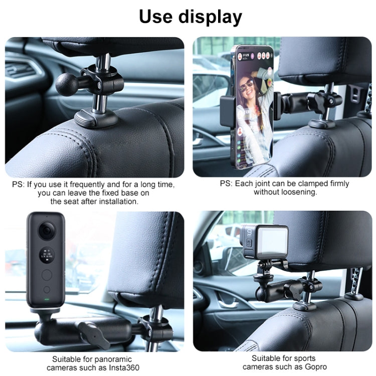 25mm Ballhead Car Front Seat Handlebar Fixed Mount Holder with Tripod Adapter & Screw & Phone Clamp & Anti-lost Silicone Case for GoPro, Insta360, DJI and Other Action Cameras by buy2fix